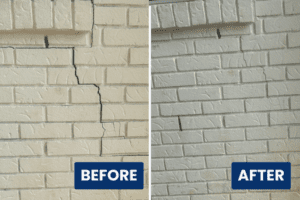 Foundation repair before and after.