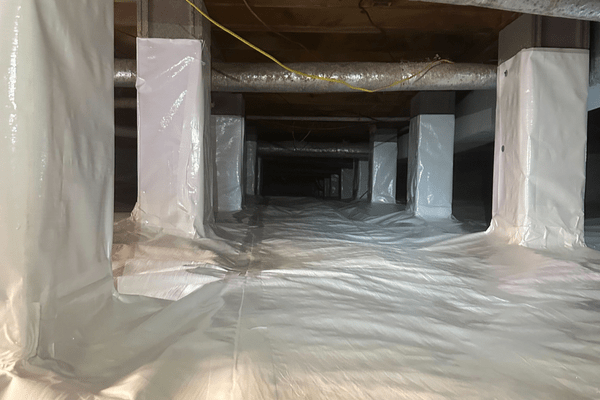 waterproofing done on a crawl space.