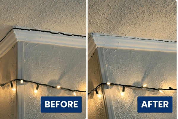 Before and after cracked interior wall foundation repair