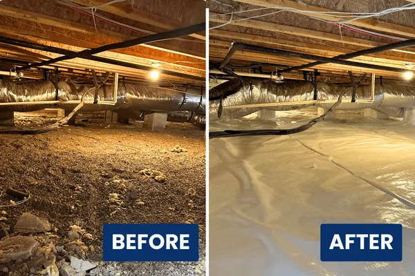 Before & After crawl space encapsulation Murfreesboro TN
