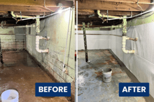 Basement Waterproofing Before and After 