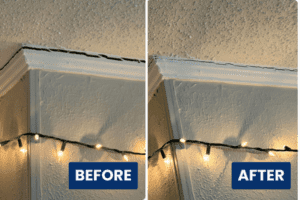 Before and after cracked interior wall foundation repair