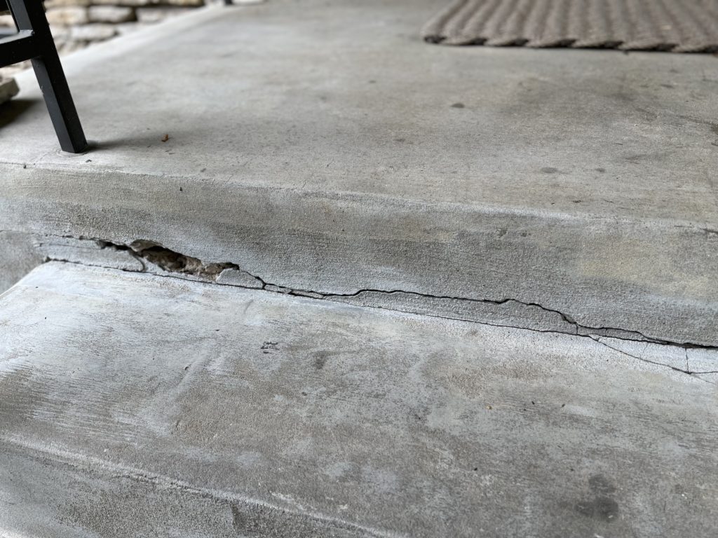 crack in concrete steps