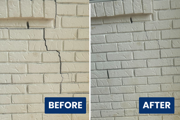 Foundation repair before and after.