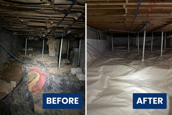 Before and after crawlspace repair