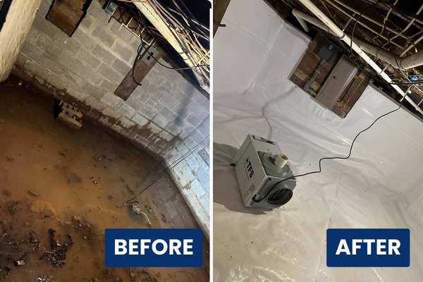 before and after basement/crawl space encapsulation