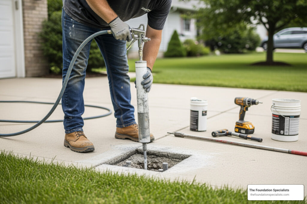 Concrete driveway leveling
